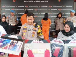 Konfensi Pers Di Polres Karawang Pembunuhan Cinta Segi Tiga