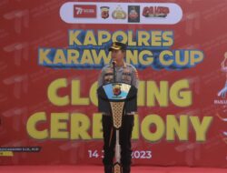 Kapolres Karawang AKBP Wirdhanto Hadicaksono Resmi Tutup Tournamen Kapolres Cup 2023.