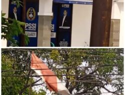 Duh ! Bendera Merah Putih Lusuh Dan Kusam Ditiang Berkarat Dibiarkan Berkibar Di Gedung Graha PSSI Karawang